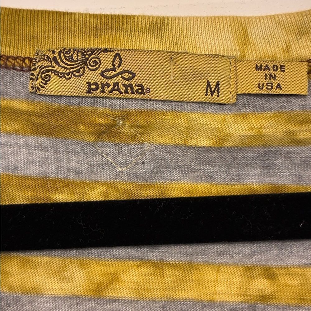PRANA Long Sleeve Henley Top Striped Yellow Gray Women’s Size Medium - Picture 5 of 7